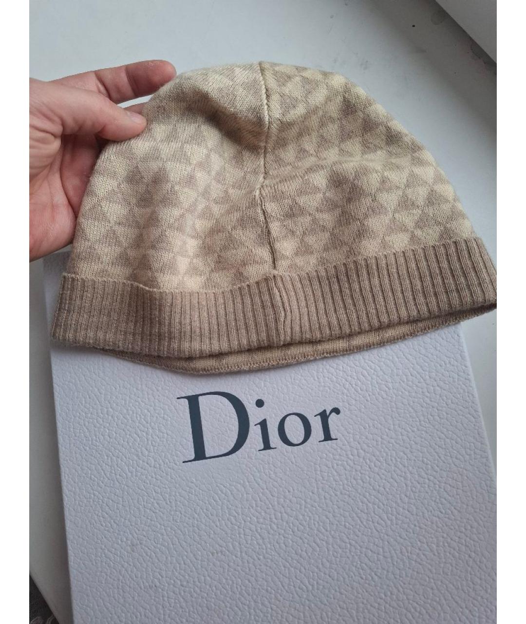 CHRISTIAN DIOR Бежевая шерстяная шапка, фото 5