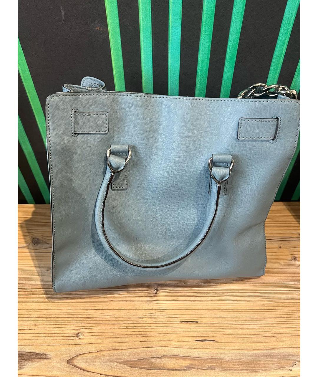 MICHAEL KORS Голубая кожаная сумка с короткими ручками, фото 2