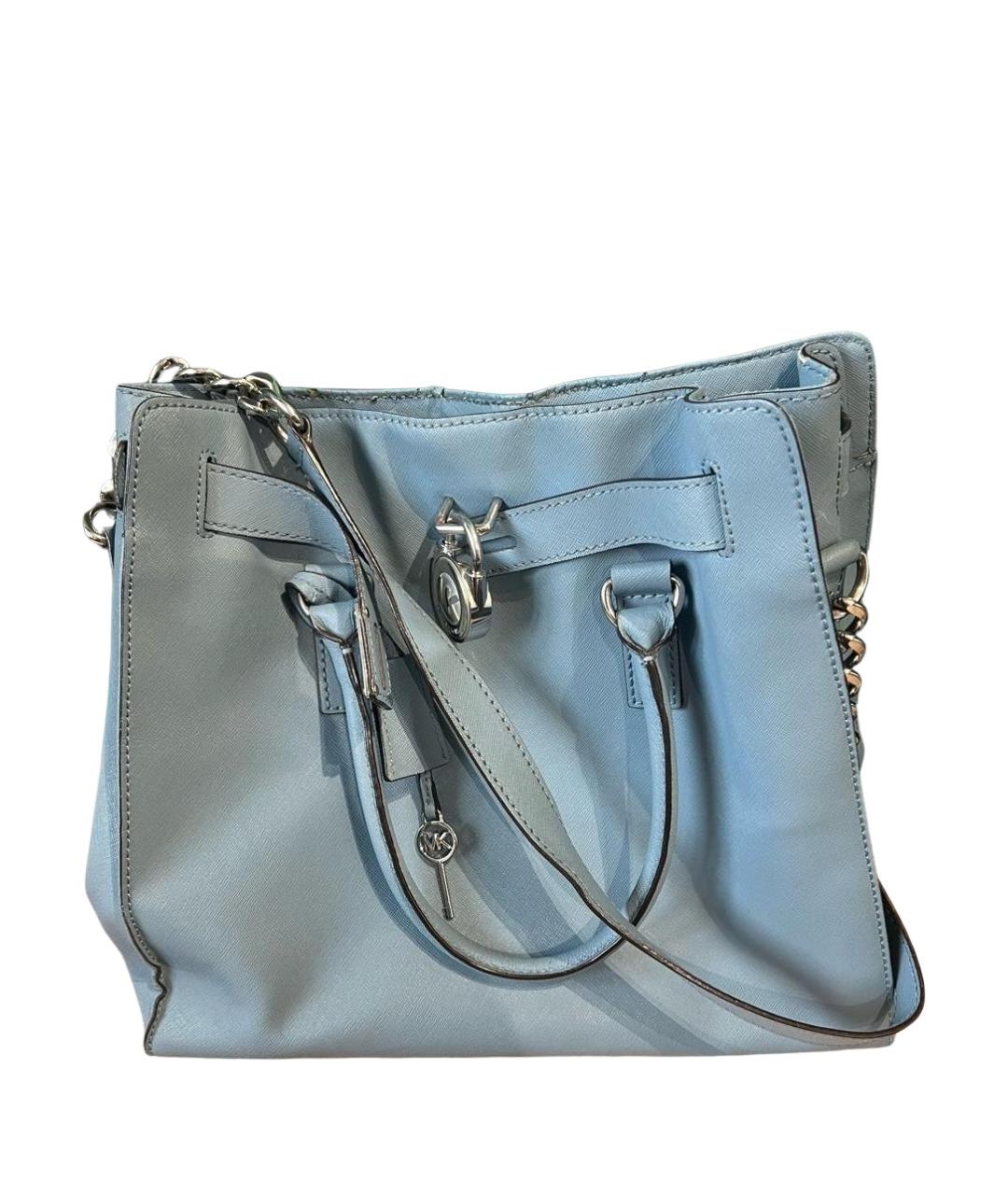 MICHAEL KORS Голубая кожаная сумка с короткими ручками, фото 1