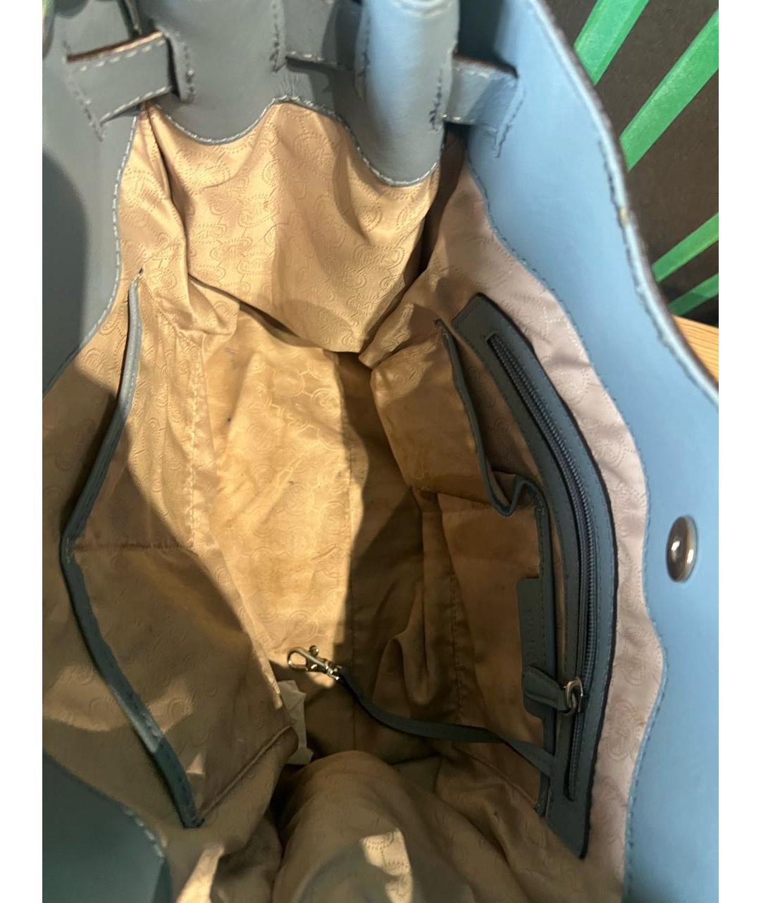 MICHAEL KORS Голубая кожаная сумка с короткими ручками, фото 3