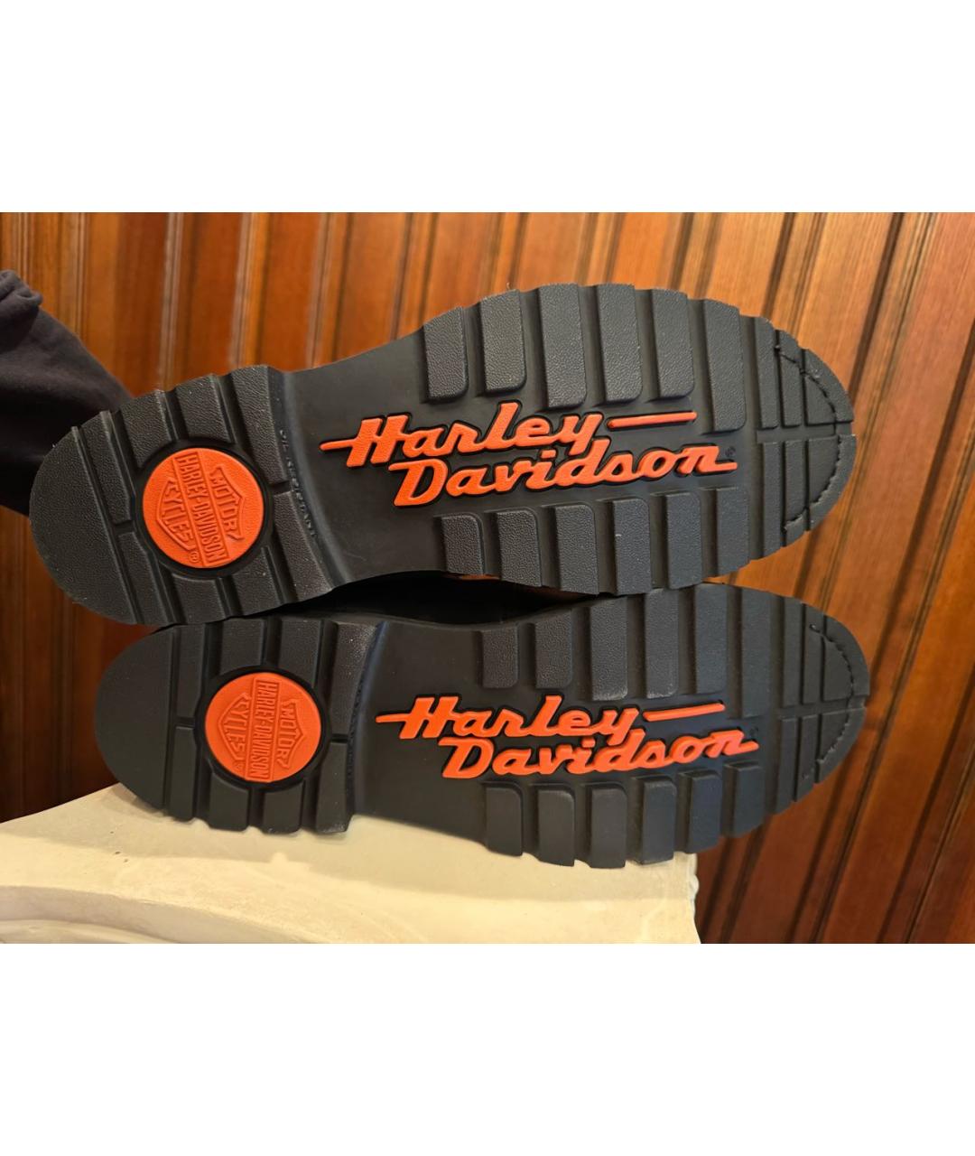Harley Davidson Черные кожаные высокие ботинки, фото 4