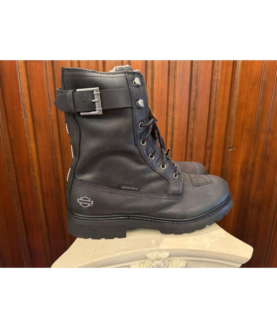 Harley Davidson Черные кожаные высокие ботинки, фото 5