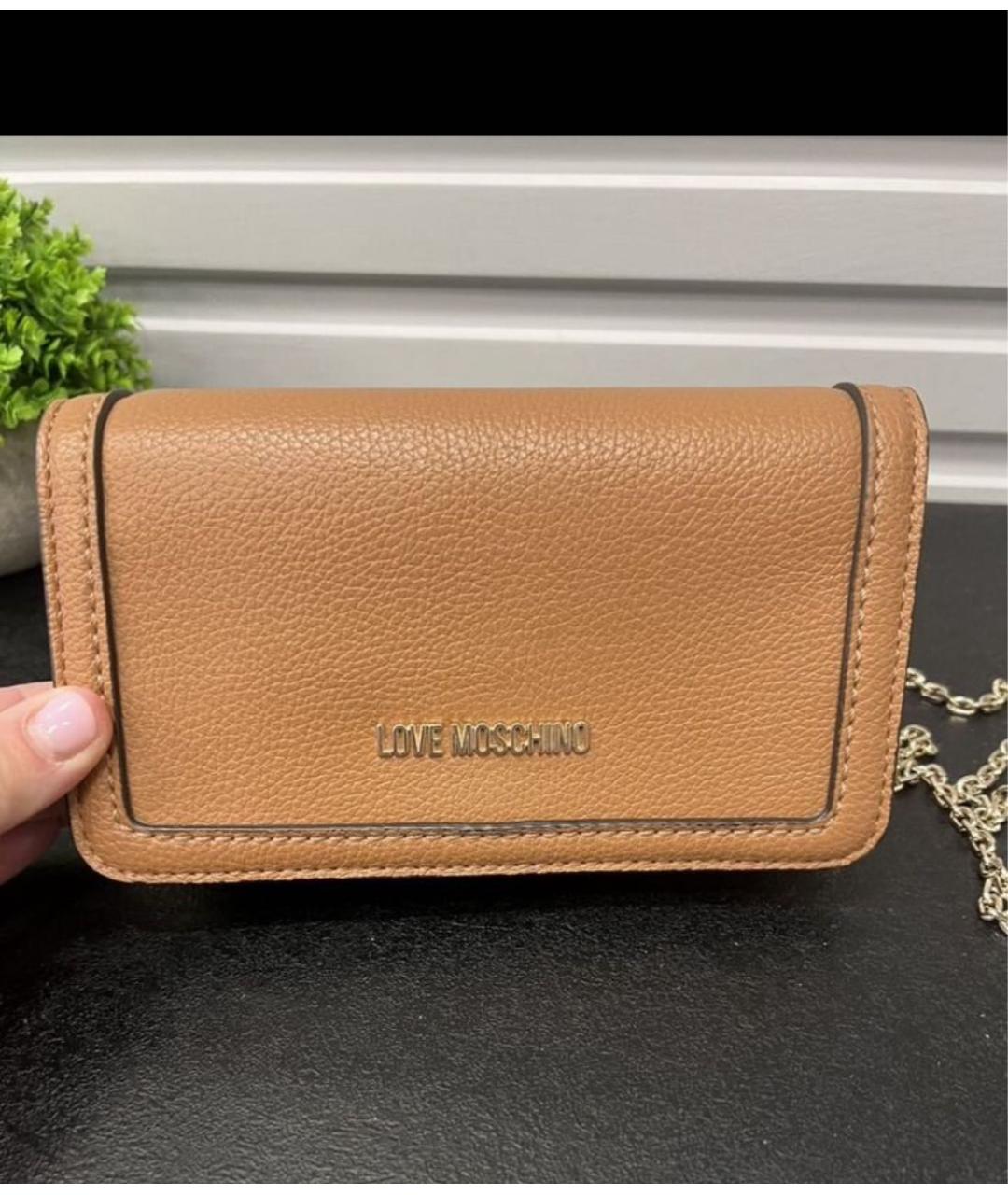 LOVE MOSCHINO Коричневая сумка через плечо из искусственной кожи, фото 5