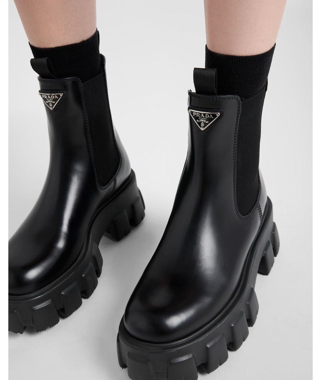 PRADA Черные кожаные ботинки, фото 2