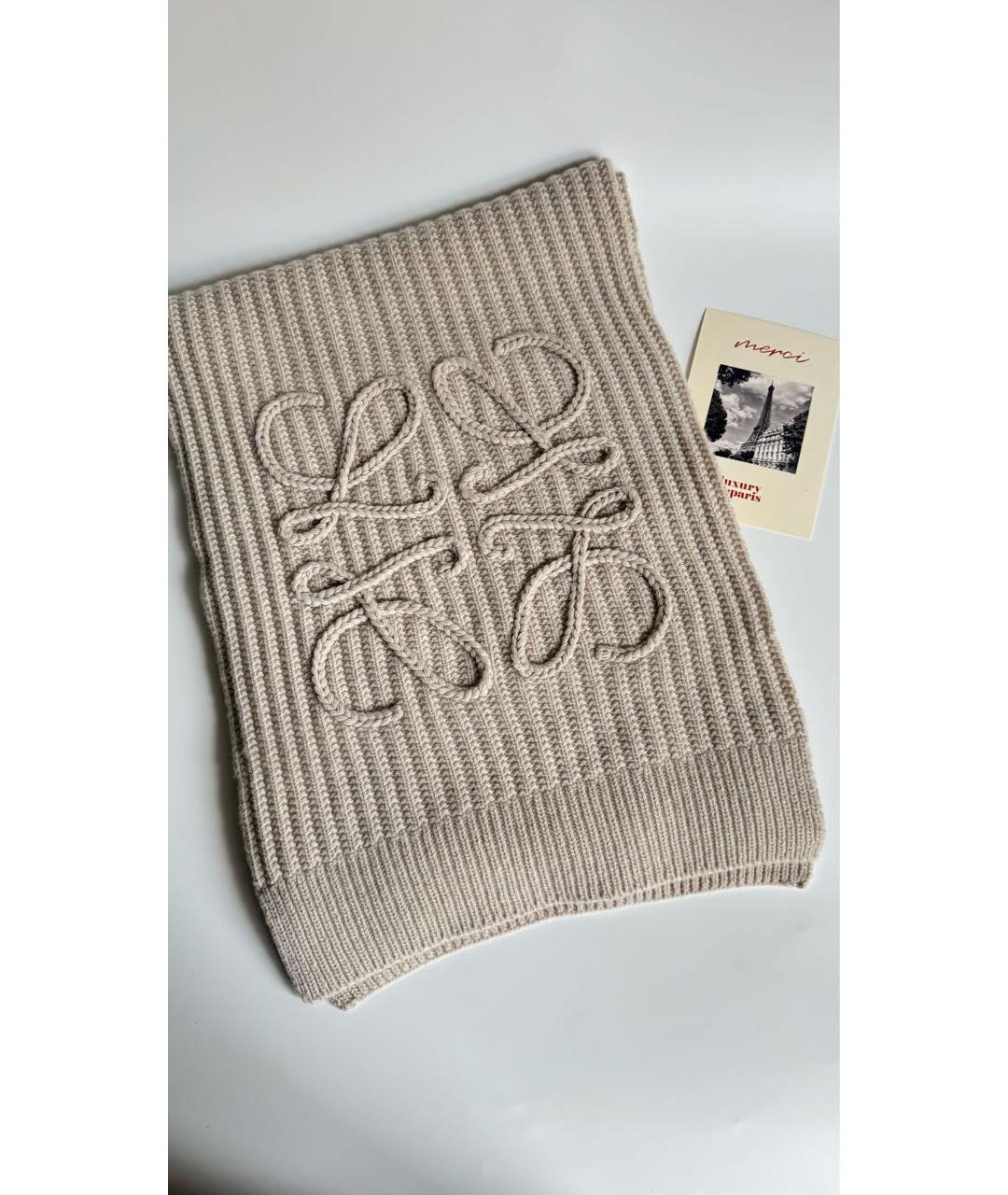 LOEWE Серый шерстяной шарф, фото 4