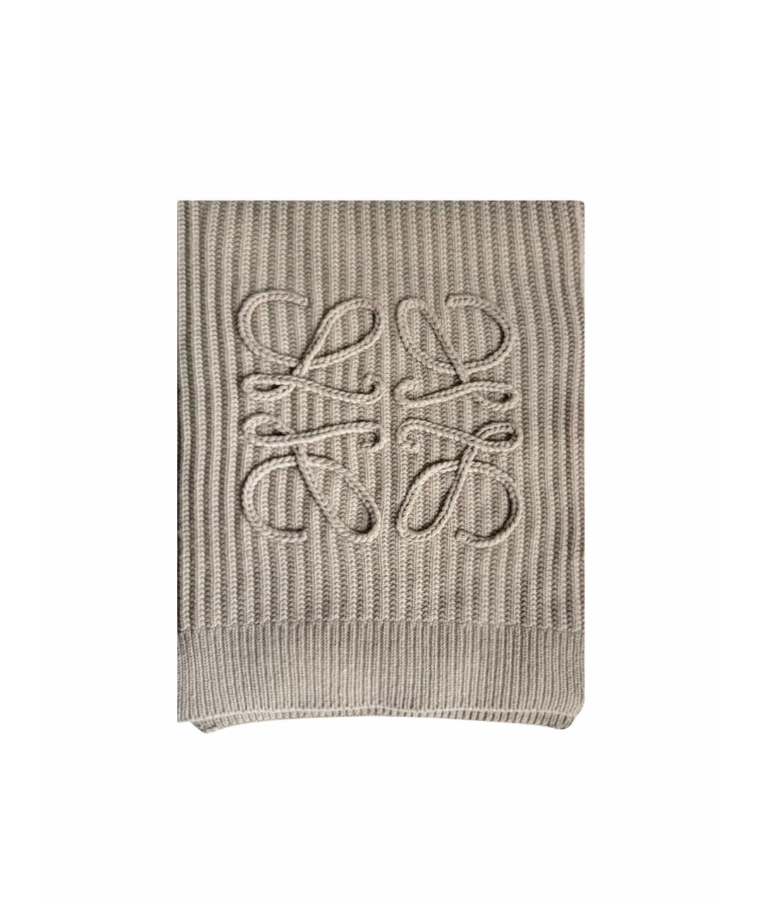 LOEWE Серый шерстяной шарф, фото 1