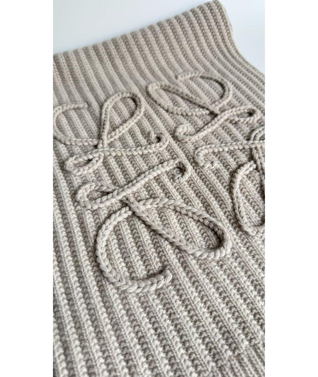 LOEWE Серый шерстяной шарф, фото 2