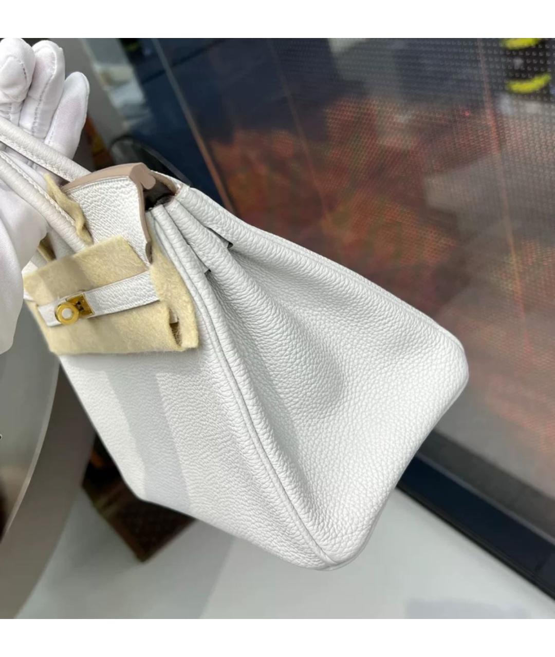 HERMES Белая кожаная сумка с короткими ручками, фото 3