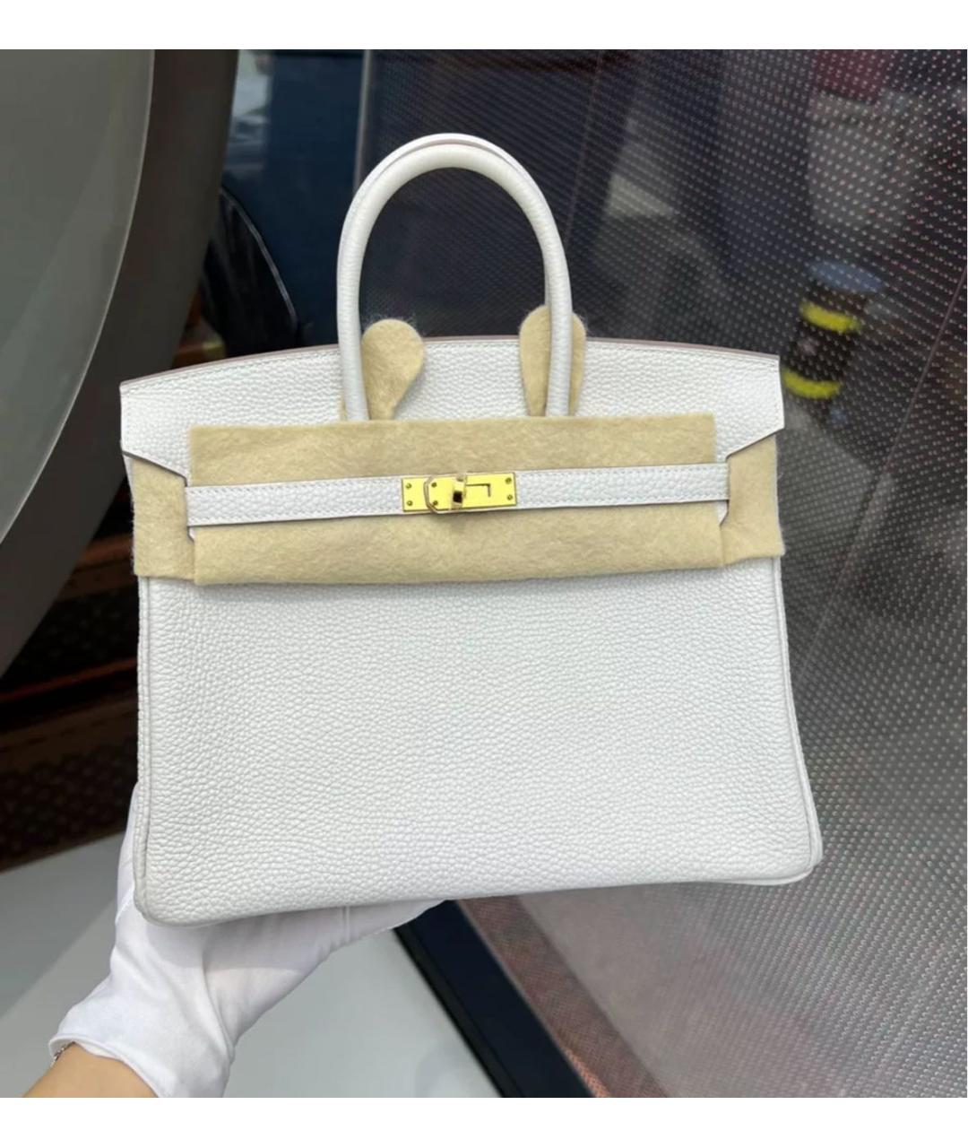 HERMES Белая кожаная сумка с короткими ручками, фото 6