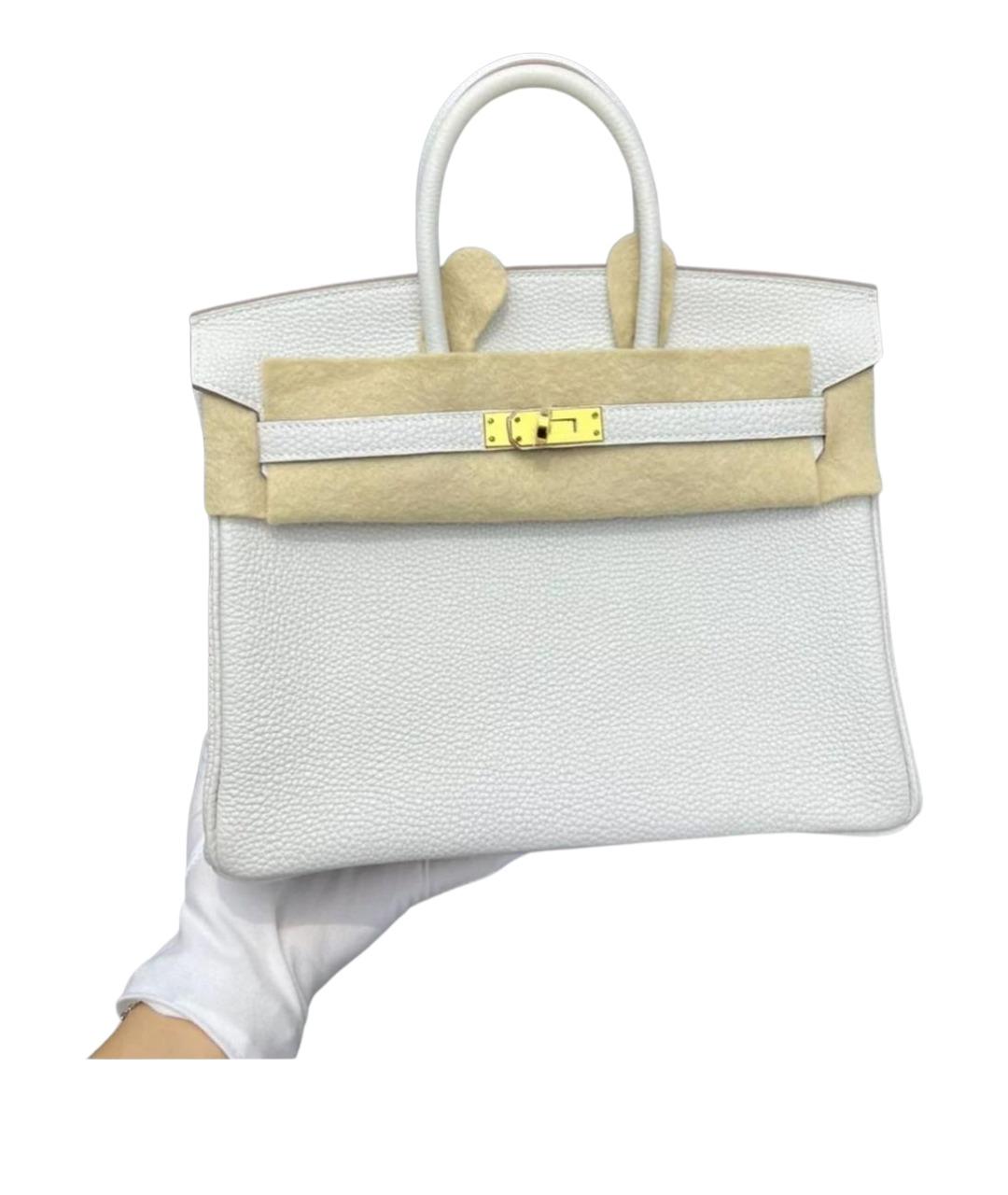 HERMES Белая кожаная сумка с короткими ручками, фото 7