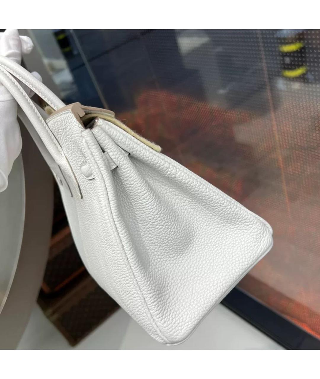 HERMES Белая кожаная сумка с короткими ручками, фото 4