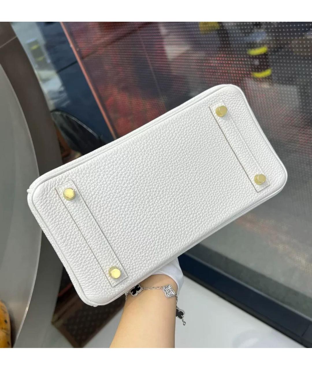 HERMES Белая кожаная сумка с короткими ручками, фото 5