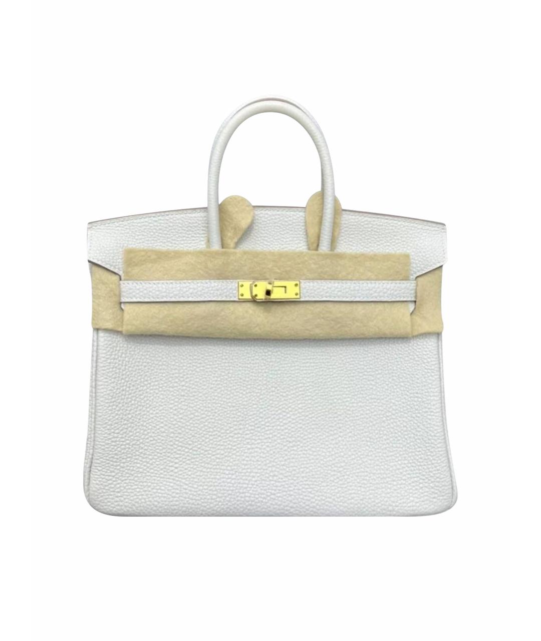 HERMES Белая кожаная сумка с короткими ручками, фото 1