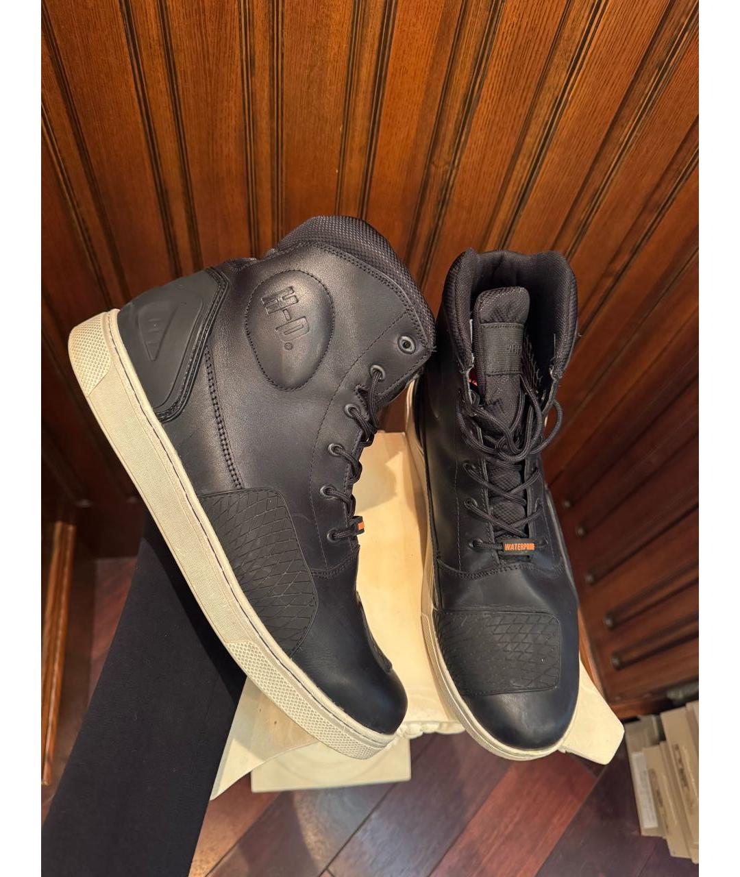 Harley Davidson Черные кожаные высокие кроссовки / кеды, фото 2