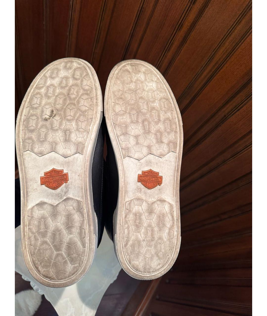 Harley Davidson Черные кожаные высокие кроссовки / кеды, фото 3