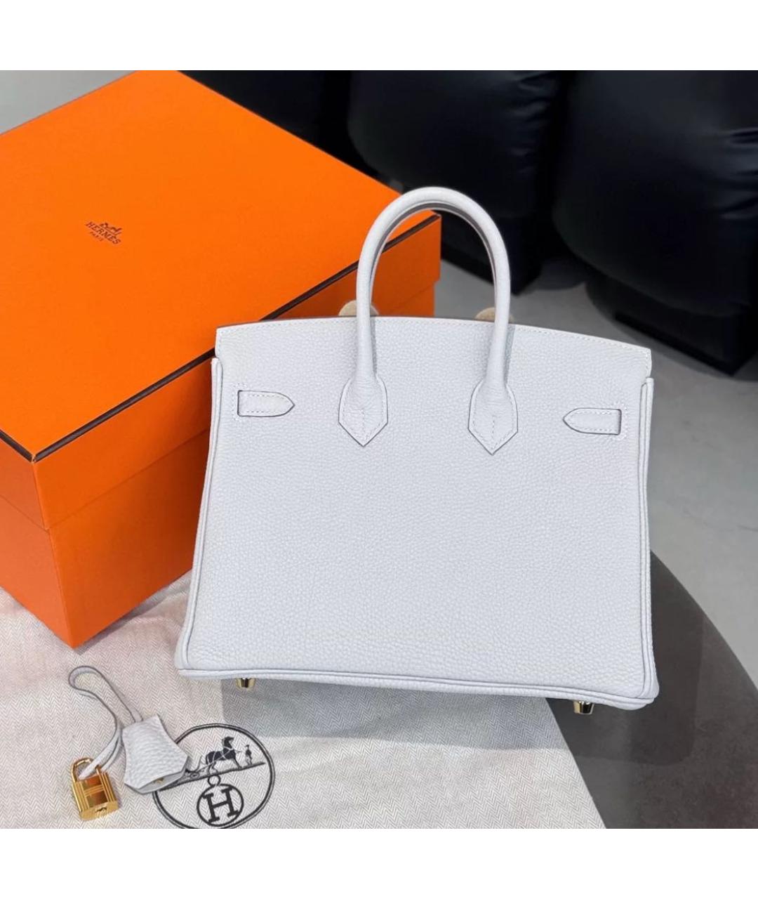 HERMES Белая кожаная сумка с короткими ручками, фото 3