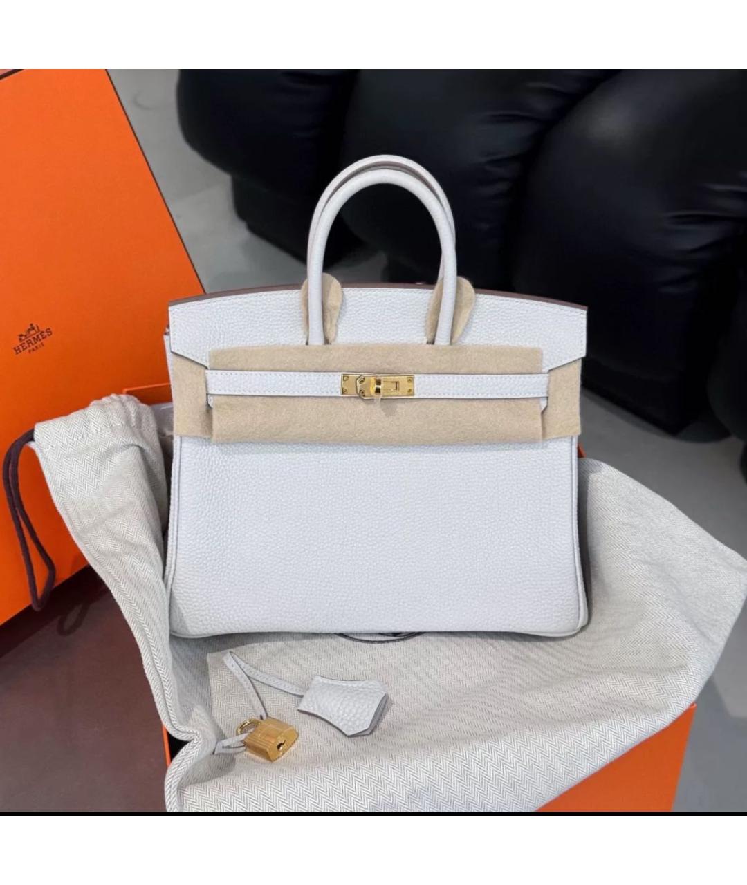 HERMES Белая кожаная сумка с короткими ручками, фото 2