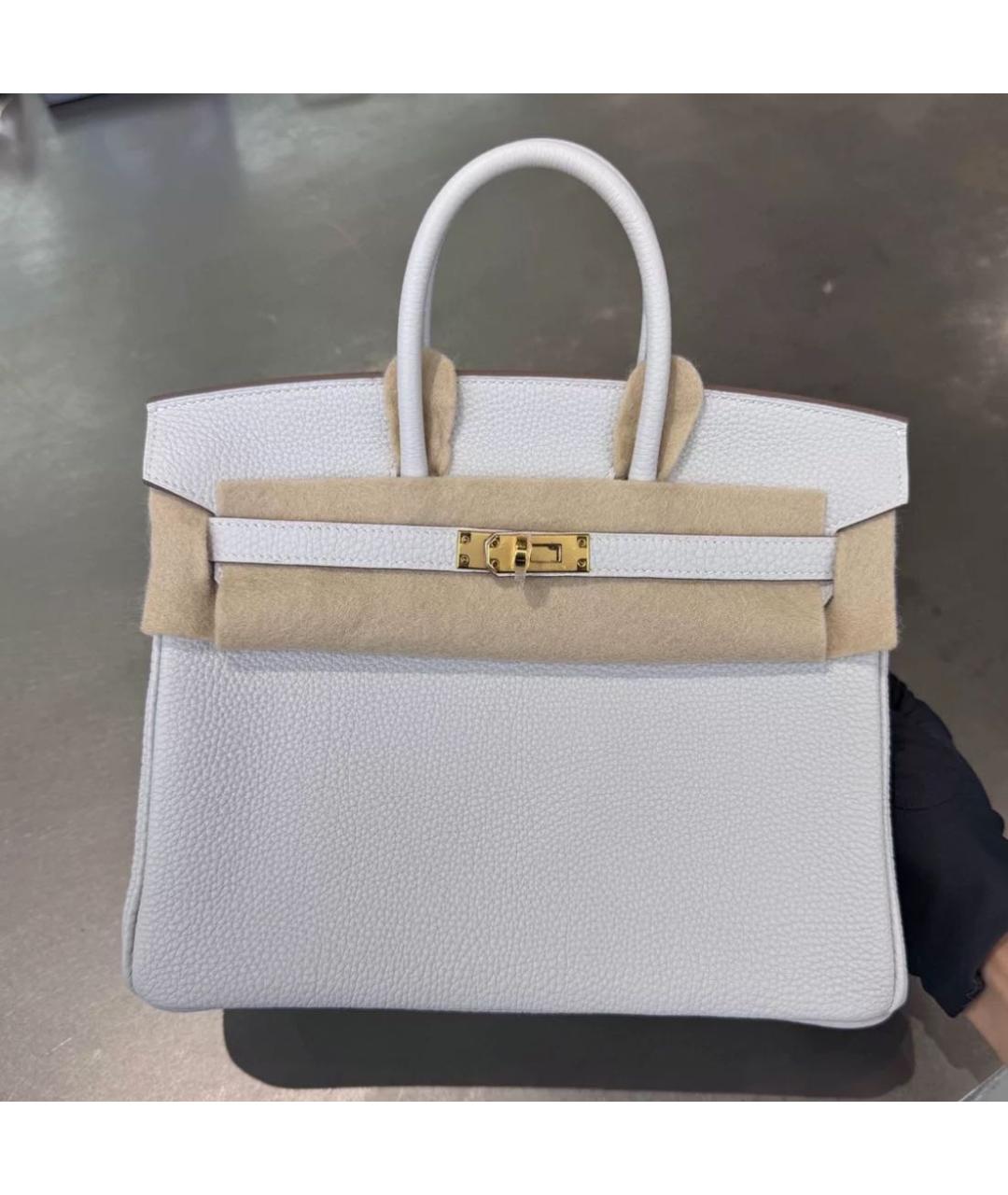 HERMES Белая кожаная сумка с короткими ручками, фото 4