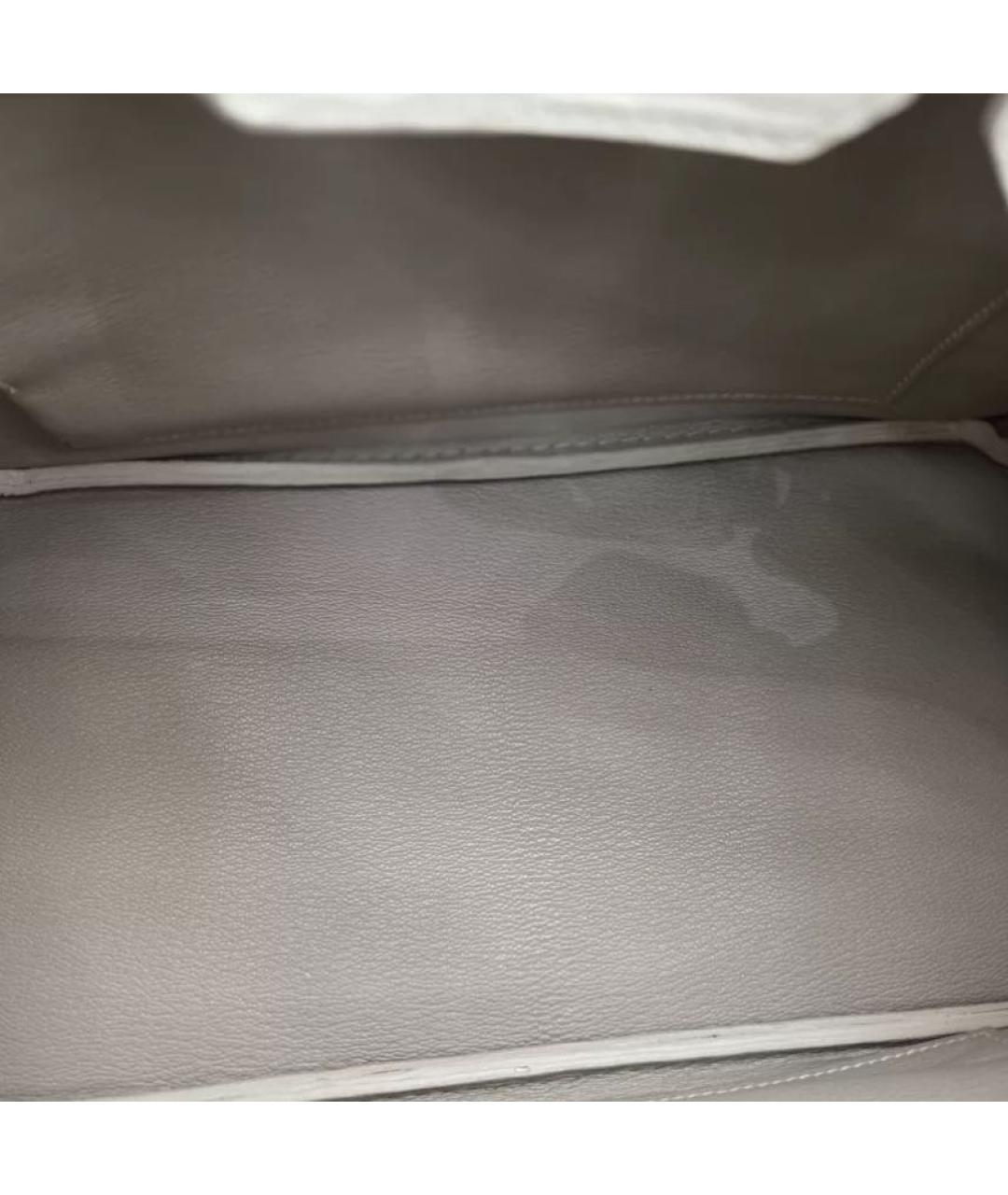 HERMES Белая кожаная сумка с короткими ручками, фото 6