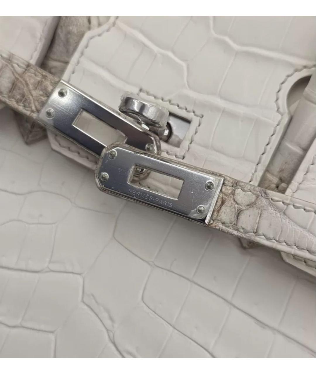 HERMES Белая кожаная сумка с короткими ручками, фото 5