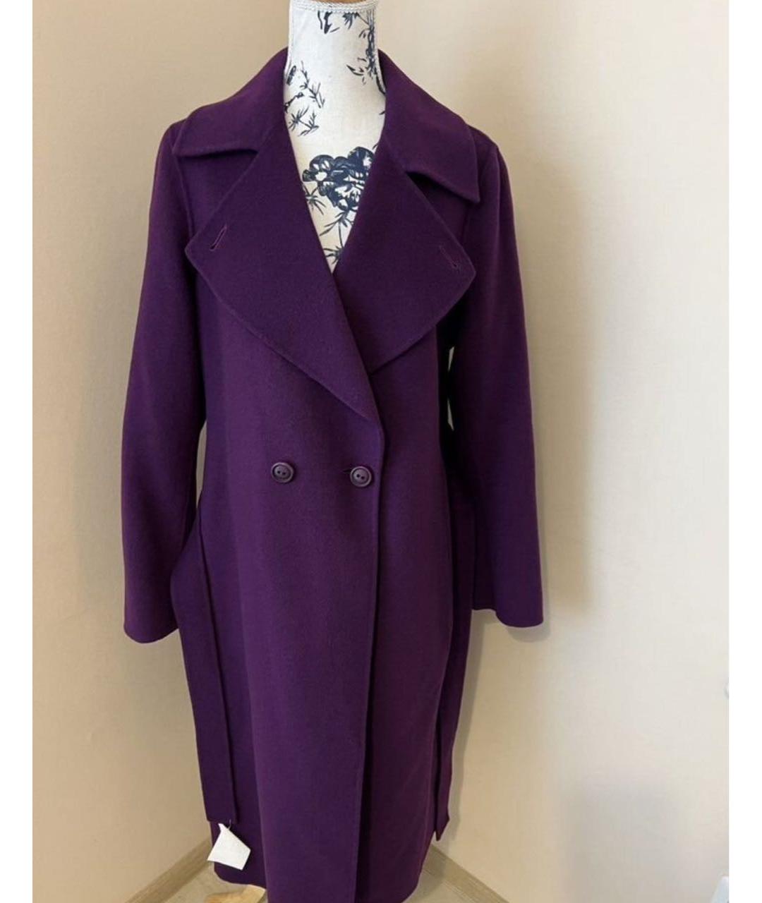 MAX MARA STUDIO Фиолетовое шерстяное пальто, фото 3