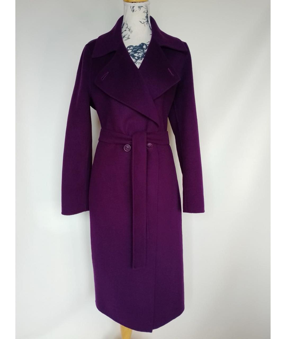 MAX MARA STUDIO Фиолетовое шерстяное пальто, фото 4