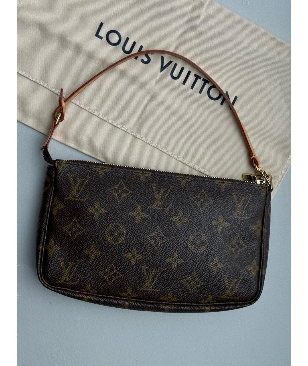 LOUIS VUITTON Коричневая кожаная сумка с короткими ручками, фото 5