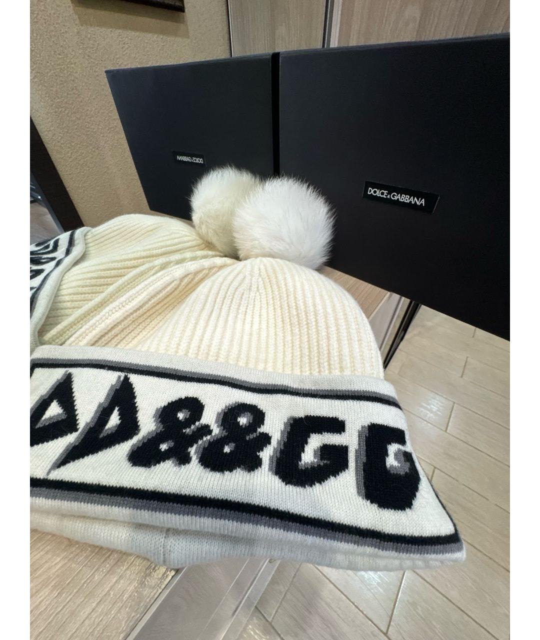 DOLCE&GABBANA Белая кашемировая шапка, фото 7