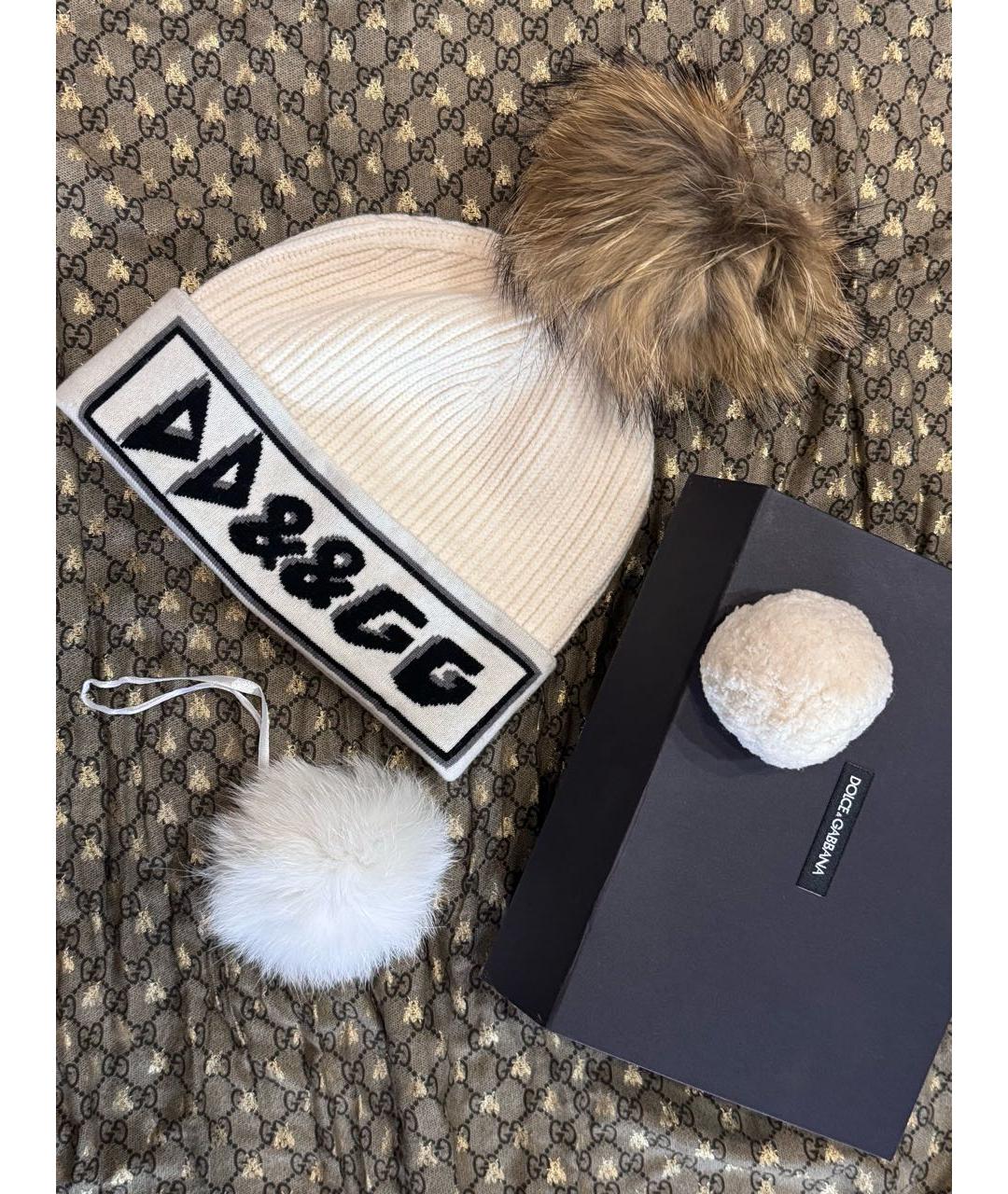 DOLCE&GABBANA Белая кашемировая шапка, фото 8