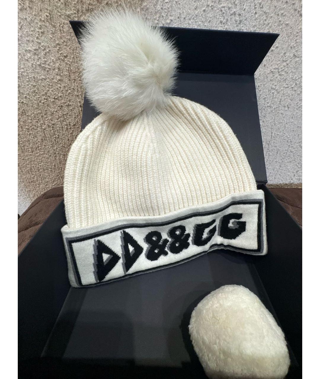 DOLCE&GABBANA Белая кашемировая шапка, фото 2