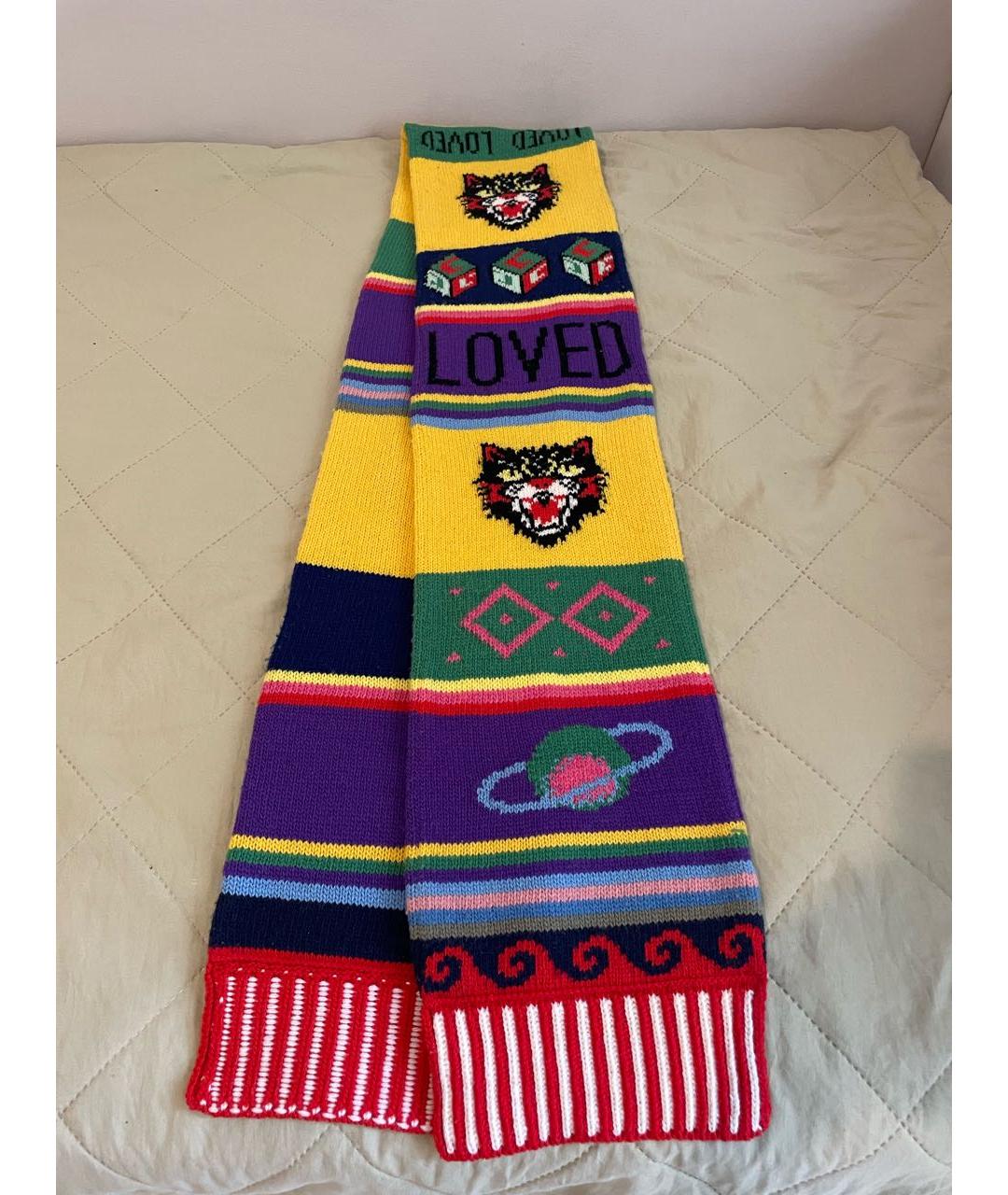 GUCCI Мульти шерстяной шарф, фото 4