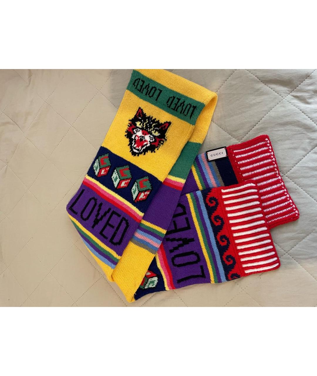 GUCCI Мульти шерстяной шарф, фото 3