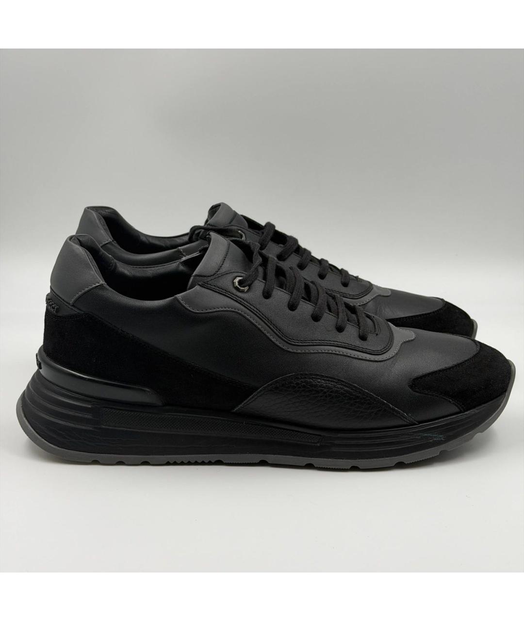 STEFANO RICCI Черные кожаные низкие кроссовки / кеды, фото 6