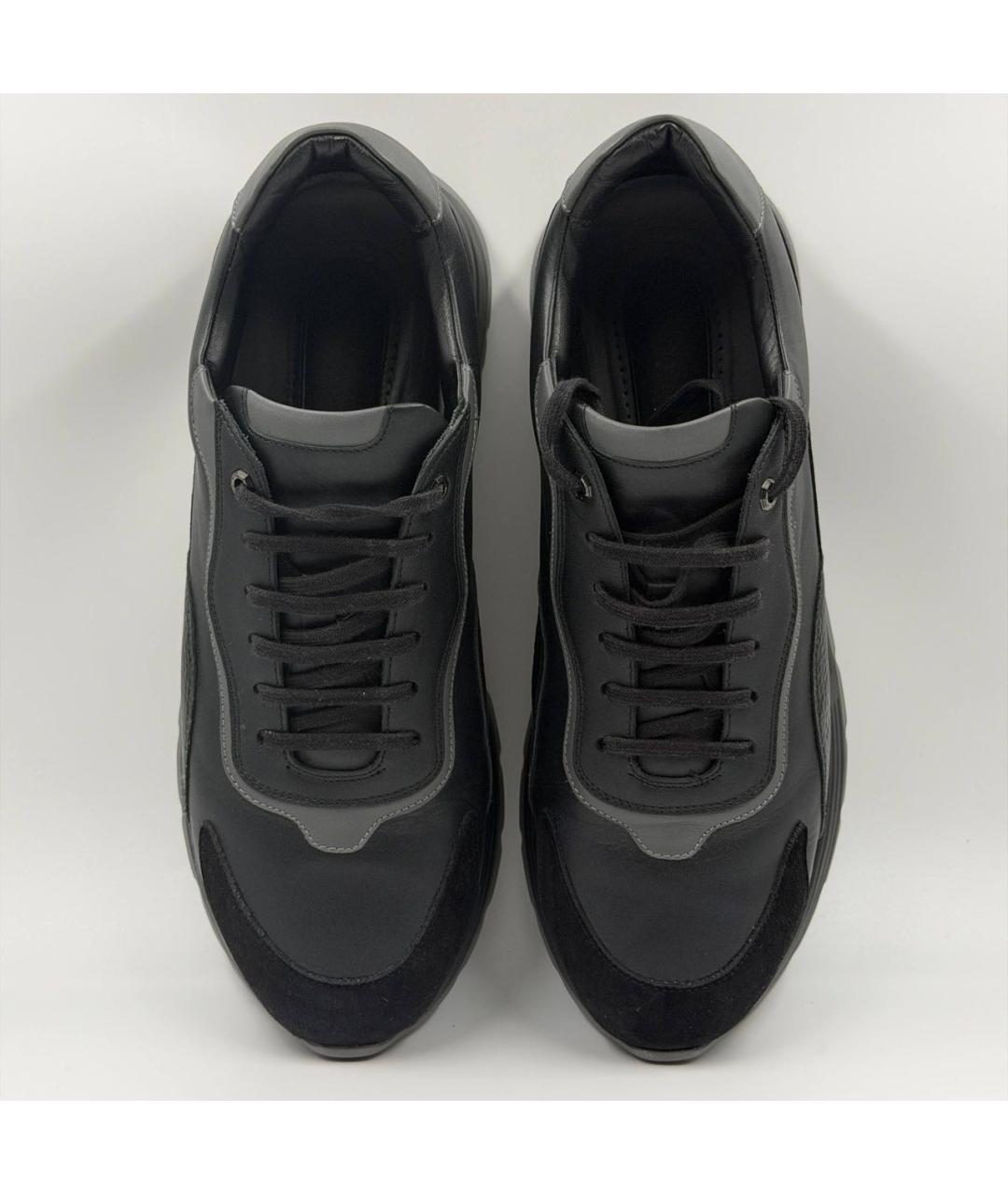 STEFANO RICCI Черные кожаные низкие кроссовки / кеды, фото 3