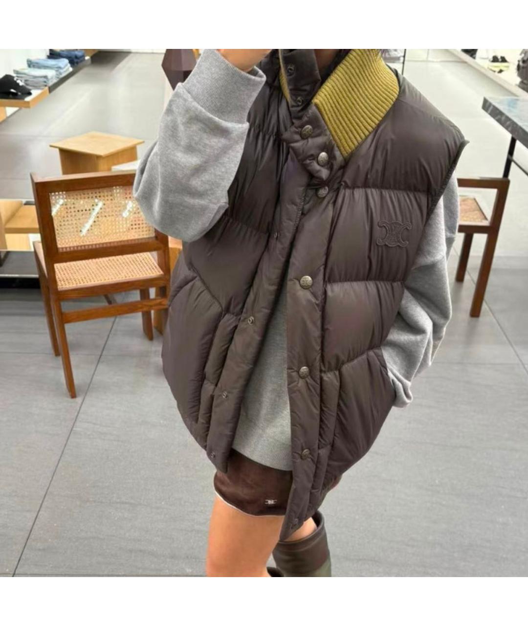 CELINE Коричневый полиамидовый жилет, фото 6