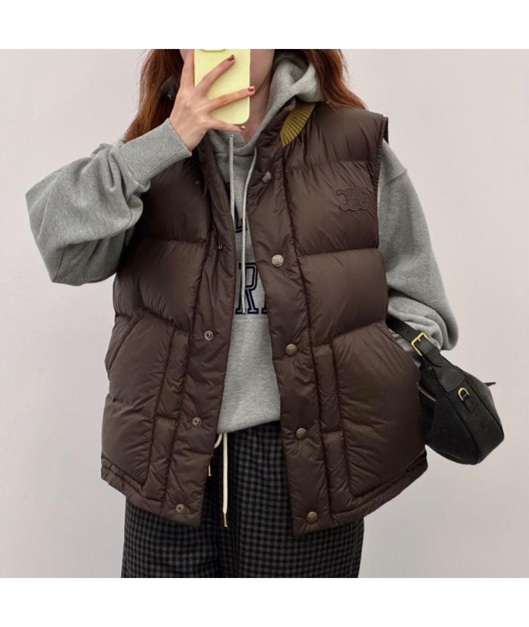 CELINE Коричневый полиамидовый жилет, фото 2