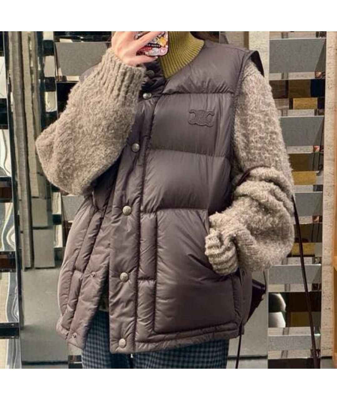 CELINE Коричневый полиамидовый жилет, фото 7