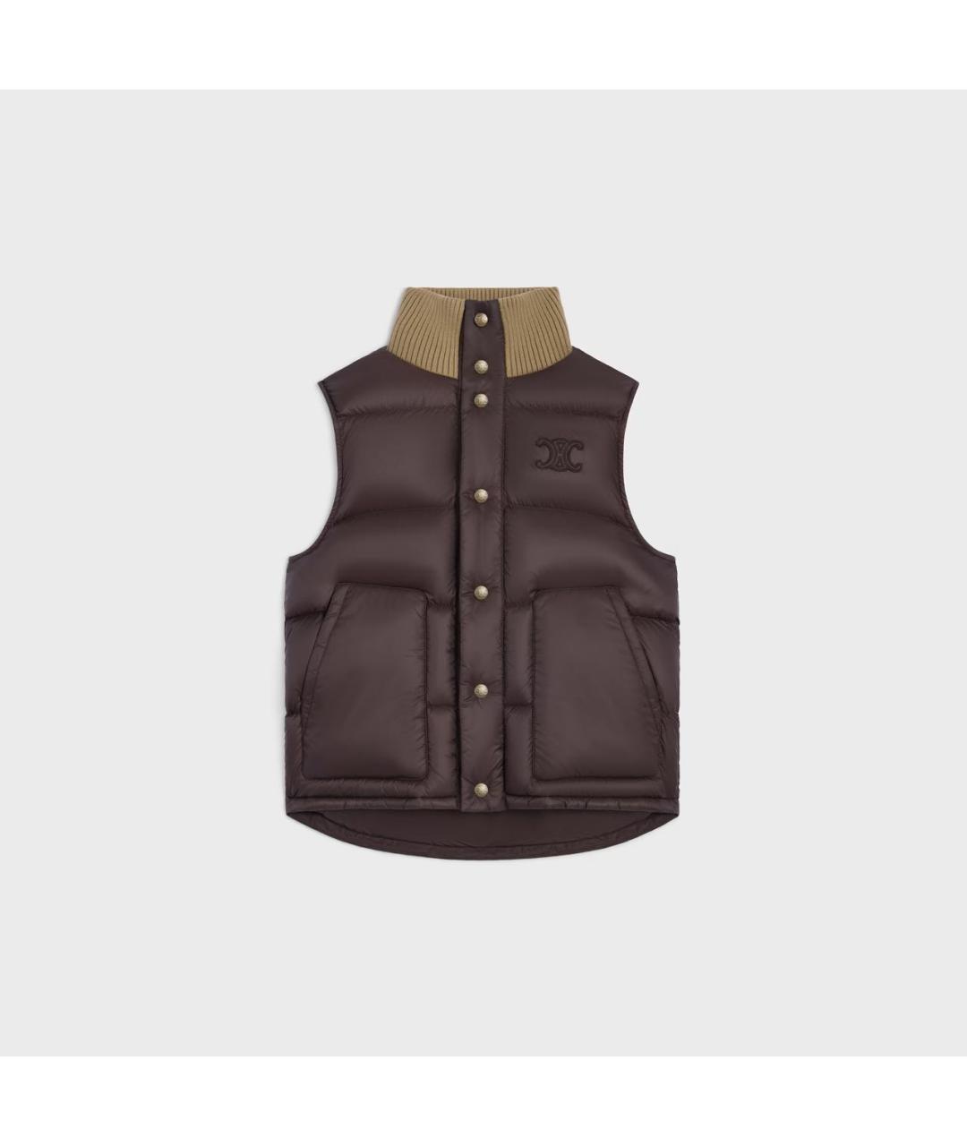 CELINE Коричневый полиамидовый жилет, фото 8