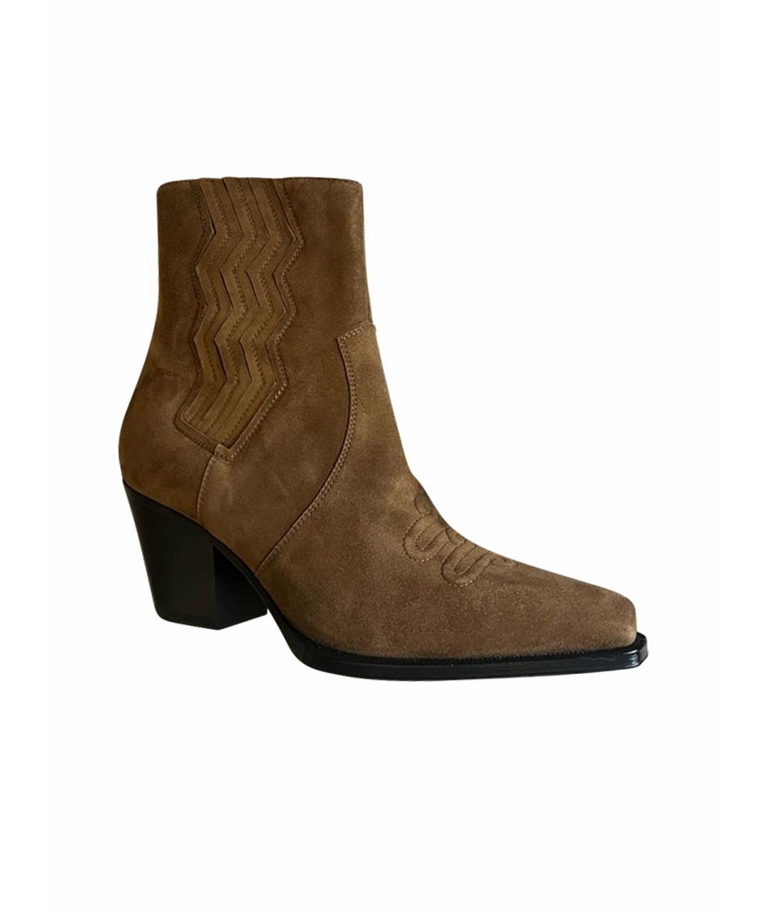 HERMES Коричневые замшевые полусапоги, фото 1