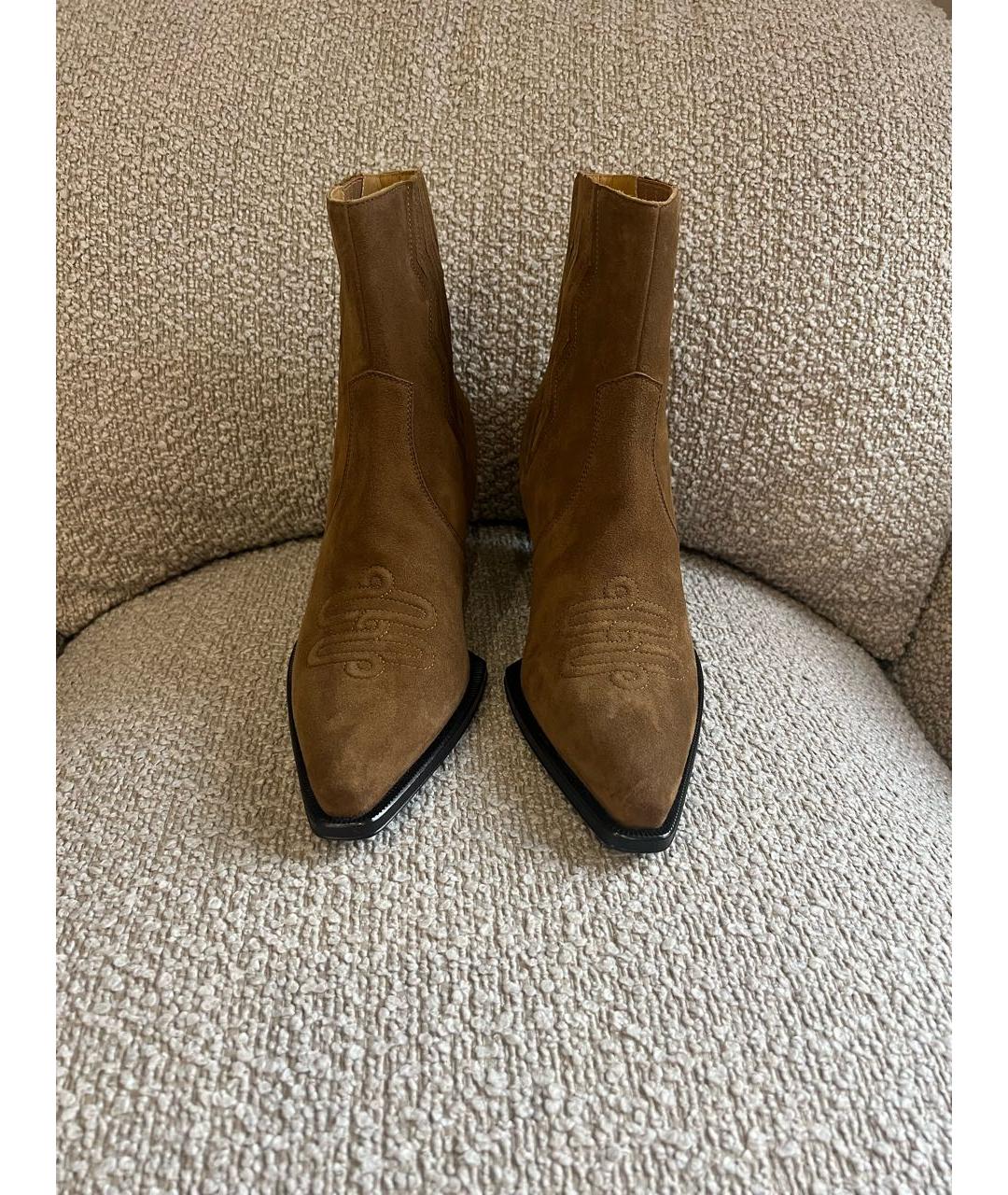 HERMES Коричневые замшевые полусапоги, фото 3
