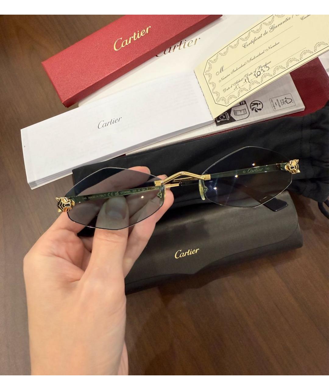 CARTIER Голубые металлические солнцезащитные очки, фото 3