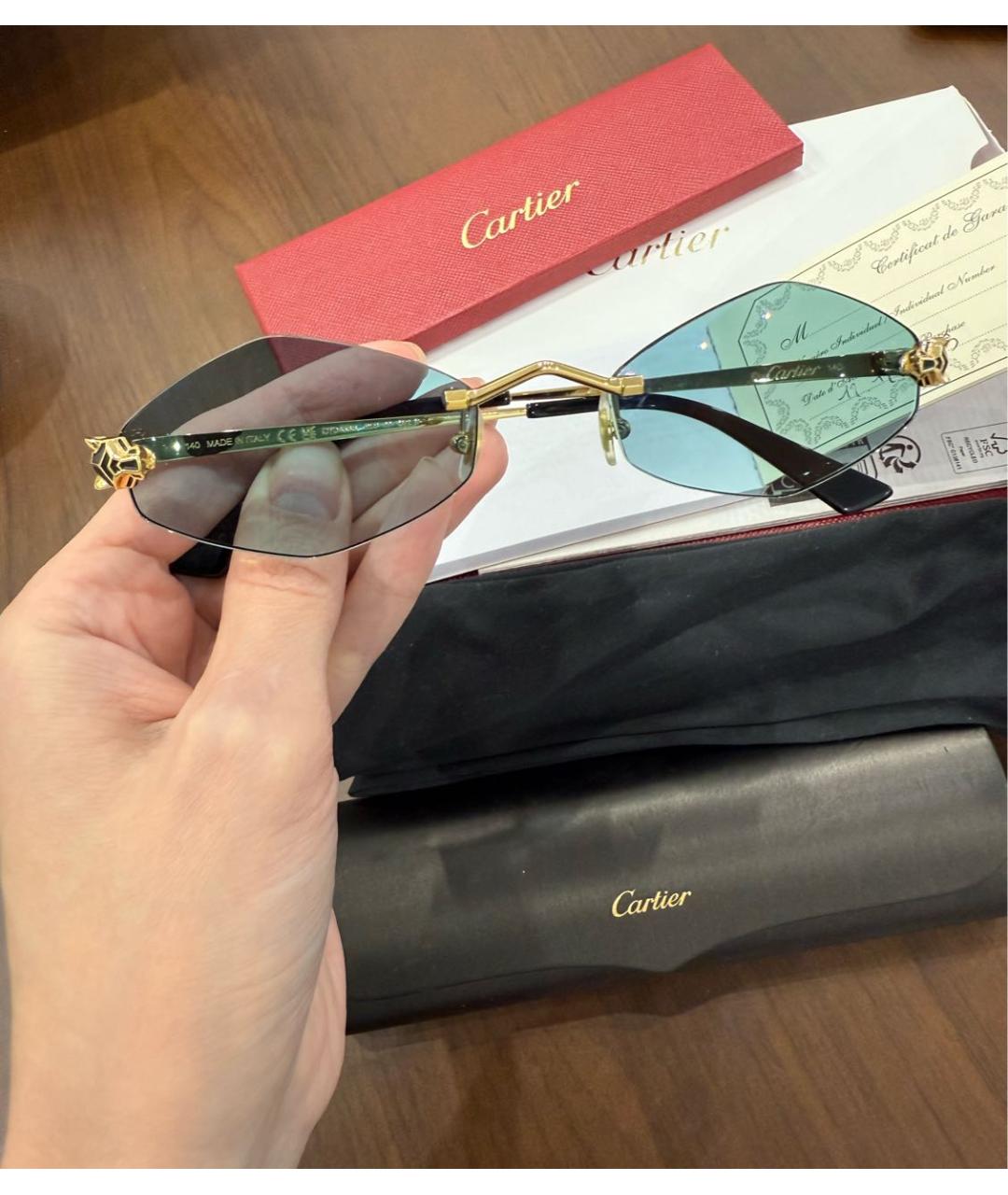 CARTIER Голубые металлические солнцезащитные очки, фото 2