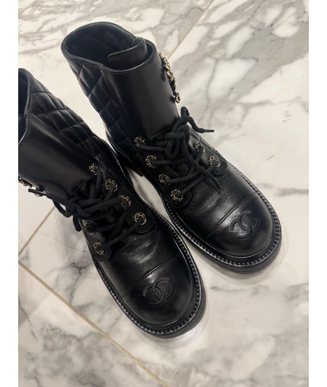 CHANEL Черные кожаные ботинки, фото 7