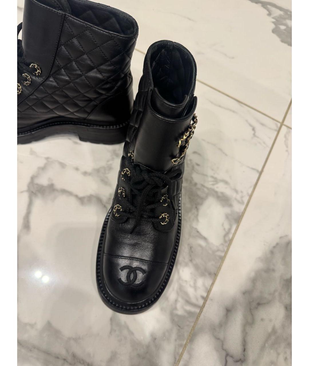 CHANEL Черные кожаные ботинки, фото 2