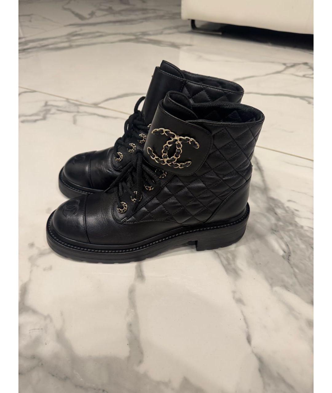 CHANEL Черные кожаные ботинки, фото 8