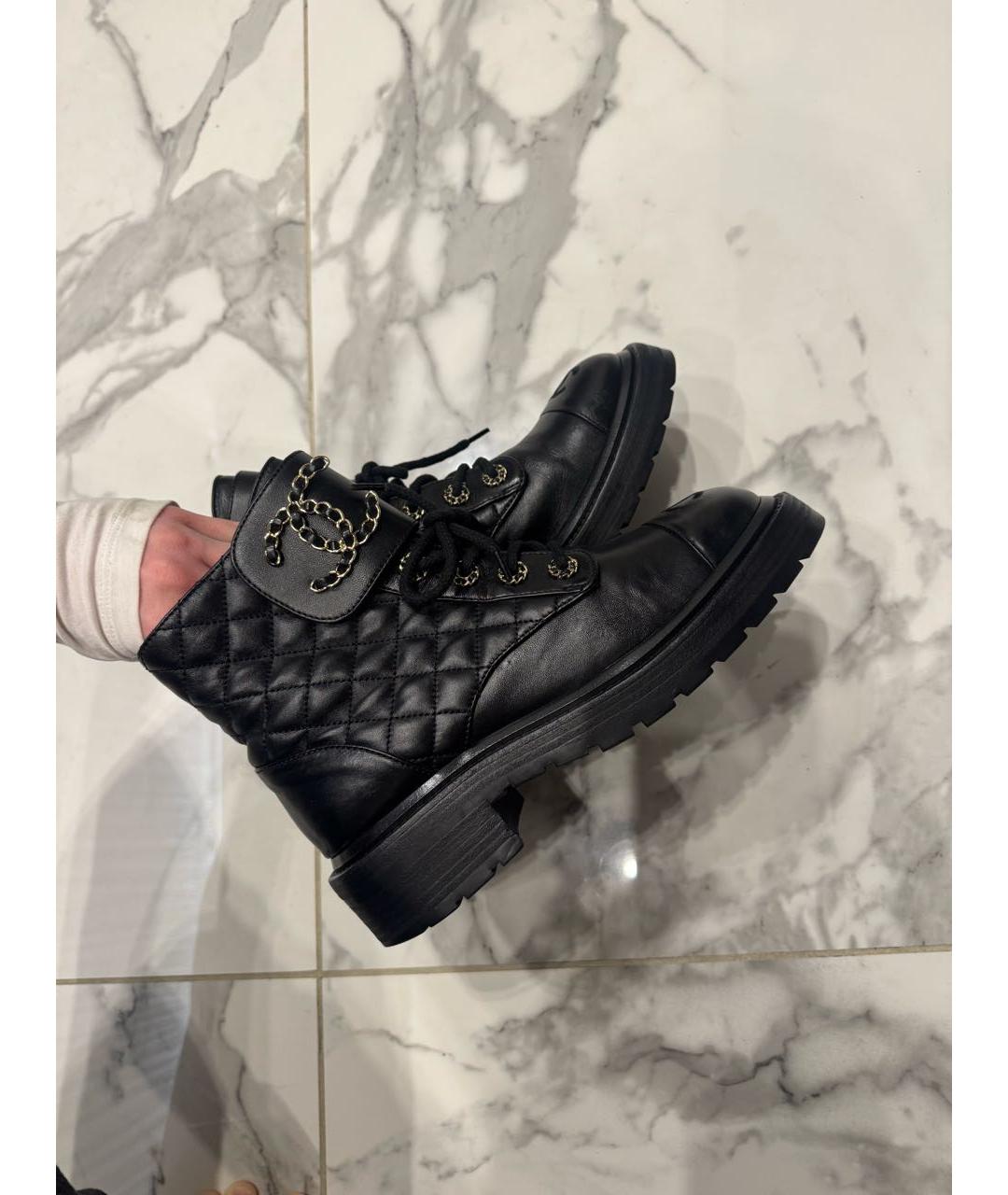 CHANEL Черные кожаные ботинки, фото 6
