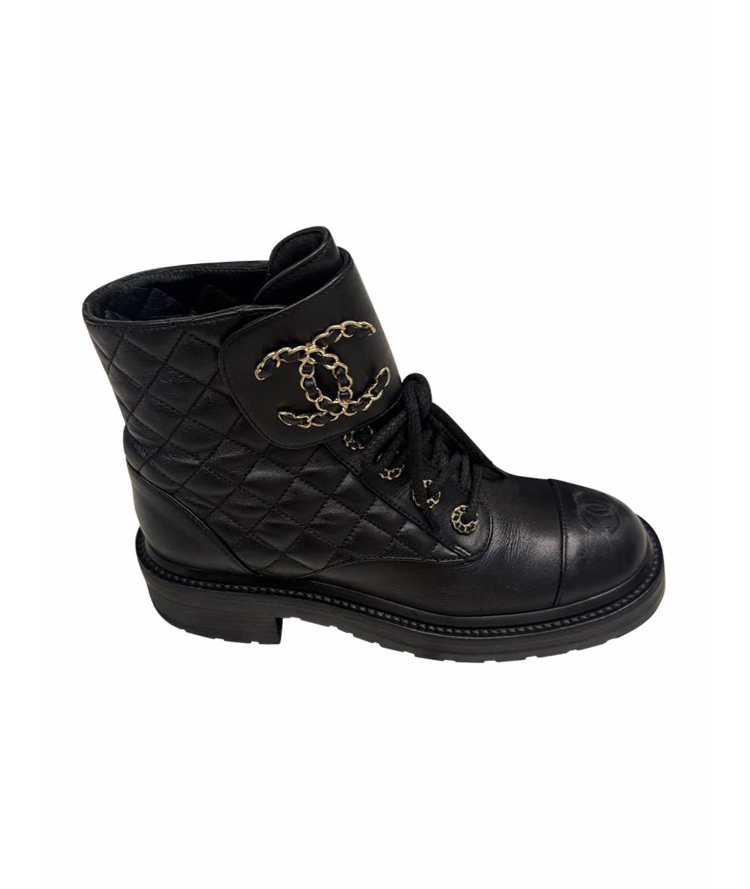 CHANEL Черные кожаные ботинки, фото 1