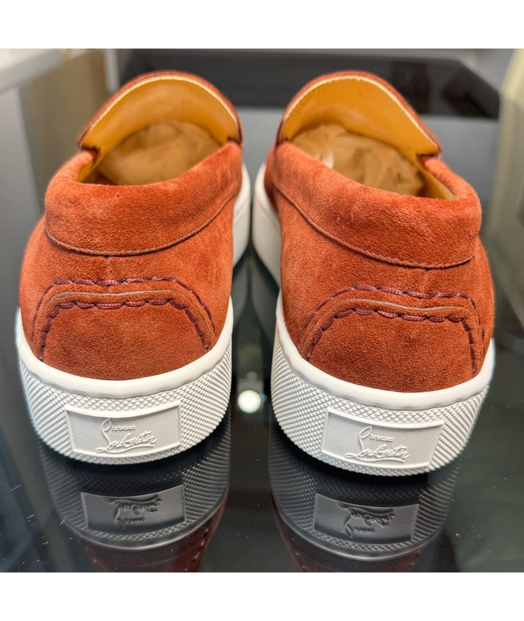 CHRISTIAN LOUBOUTIN Бордовые замшевые слипоны, фото 4