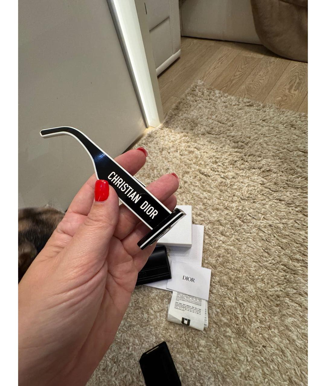 CHRISTIAN DIOR Черные пластиковые солнцезащитные очки, фото 3