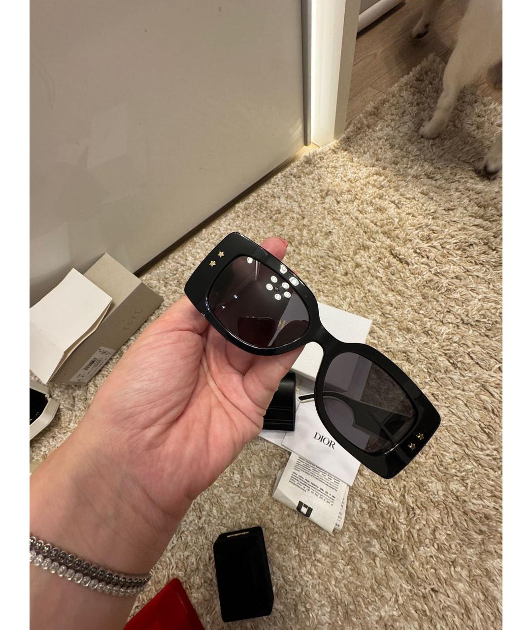 CHRISTIAN DIOR Черные пластиковые солнцезащитные очки, фото 5
